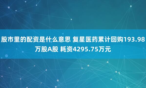 股市里的配资是什么意思 复星医药累计回购193.98万股A股 耗资4295.75万元