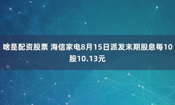 啥是配资股票 海信家电8月15日派发末期股息每10股10.13元